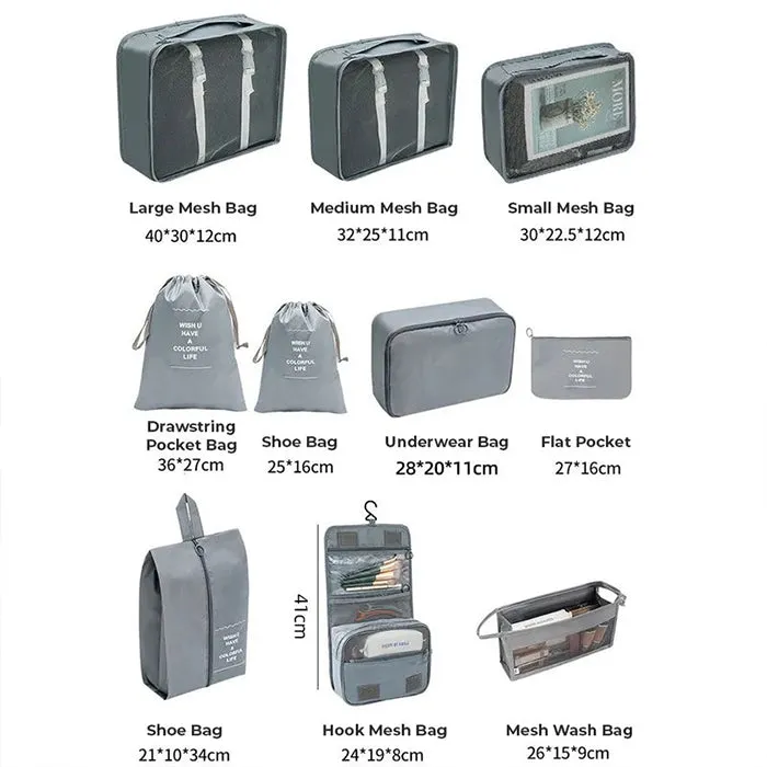 10 Pcs/Set Travel Packing Luggage Organizer Bags