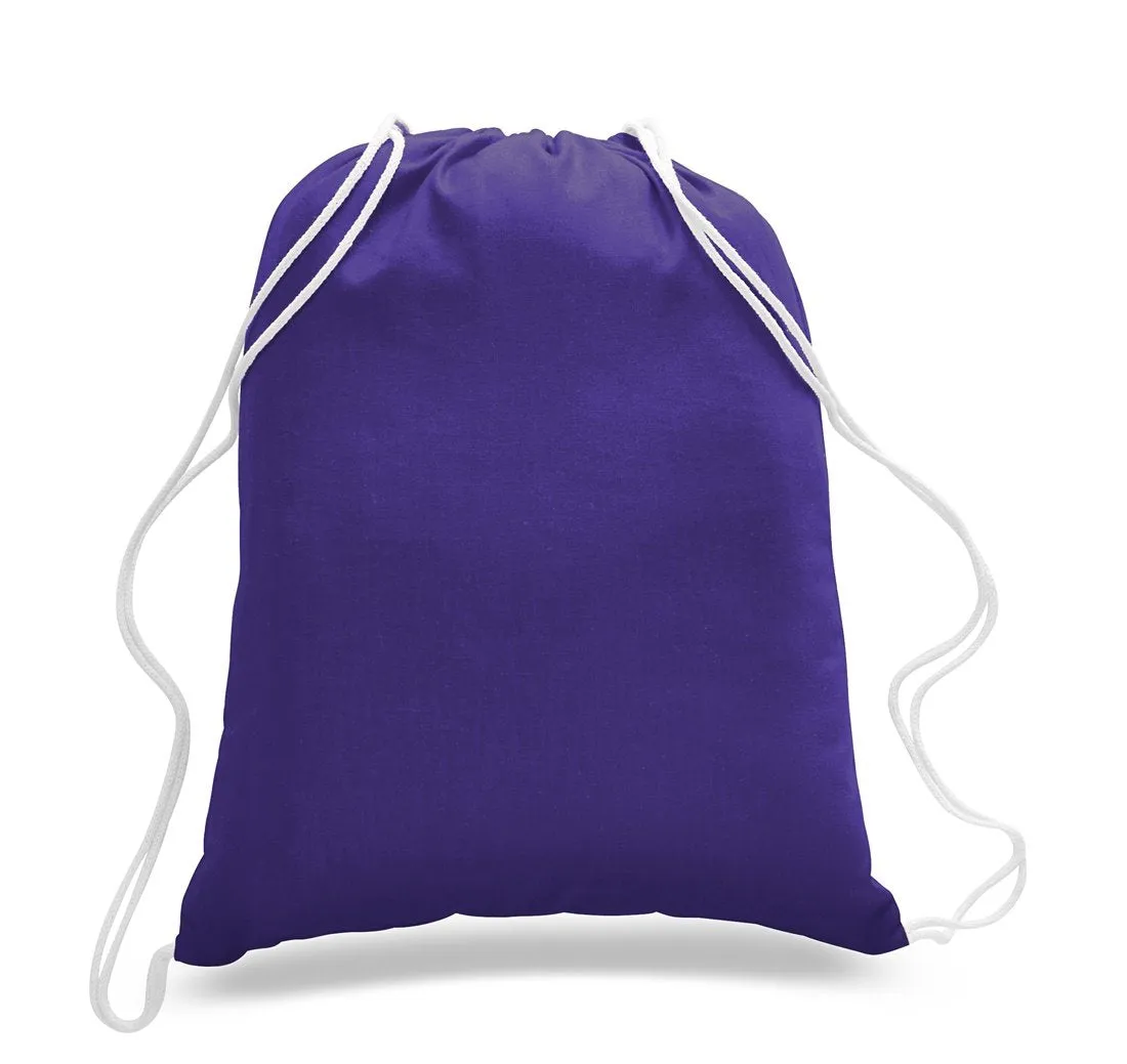 (12 Pack) Wholesale Economy Cotton Drawstring Backpacks, Reusable Sports Bags  DB12