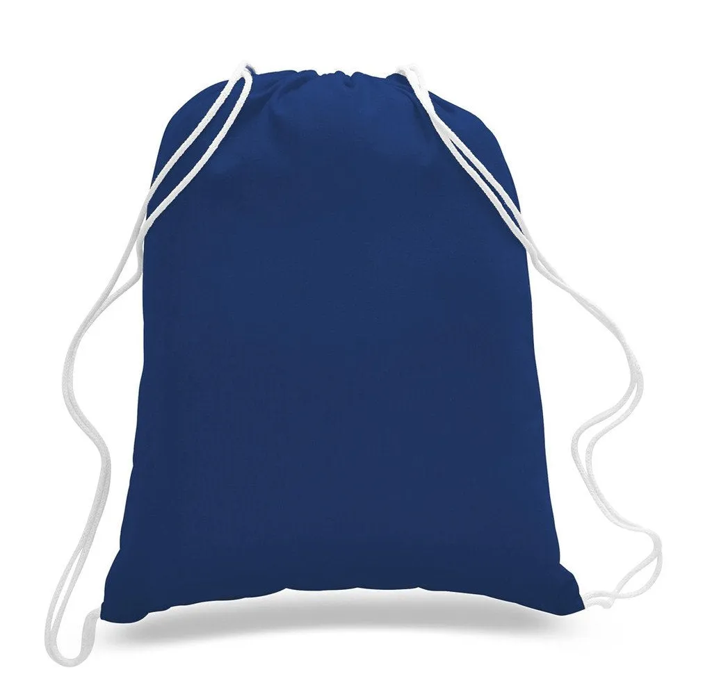 (12 Pack) Wholesale Economy Cotton Drawstring Backpacks, Reusable Sports Bags  DB12