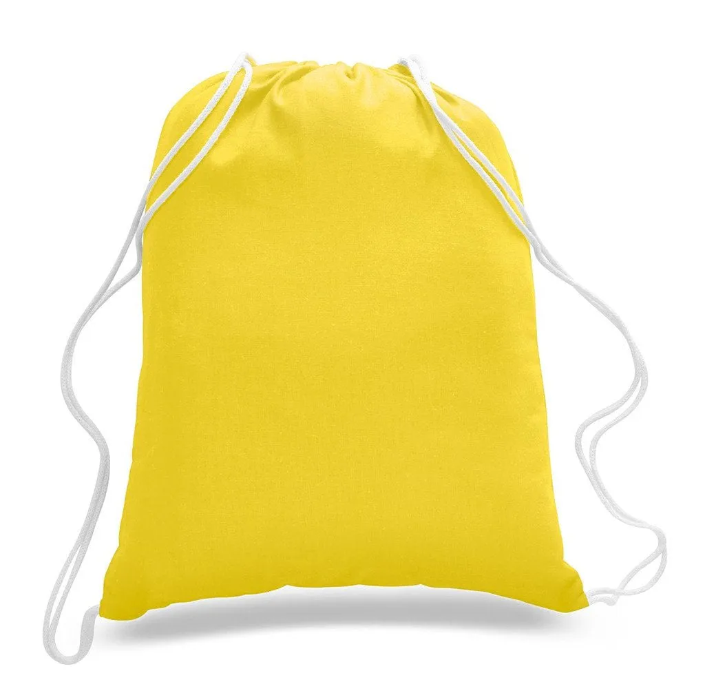 (12 Pack) Wholesale Economy Cotton Drawstring Backpacks, Reusable Sports Bags  DB12