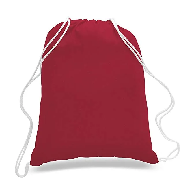 (12 Pack) Wholesale Economy Cotton Drawstring Backpacks, Reusable Sports Bags  DB12