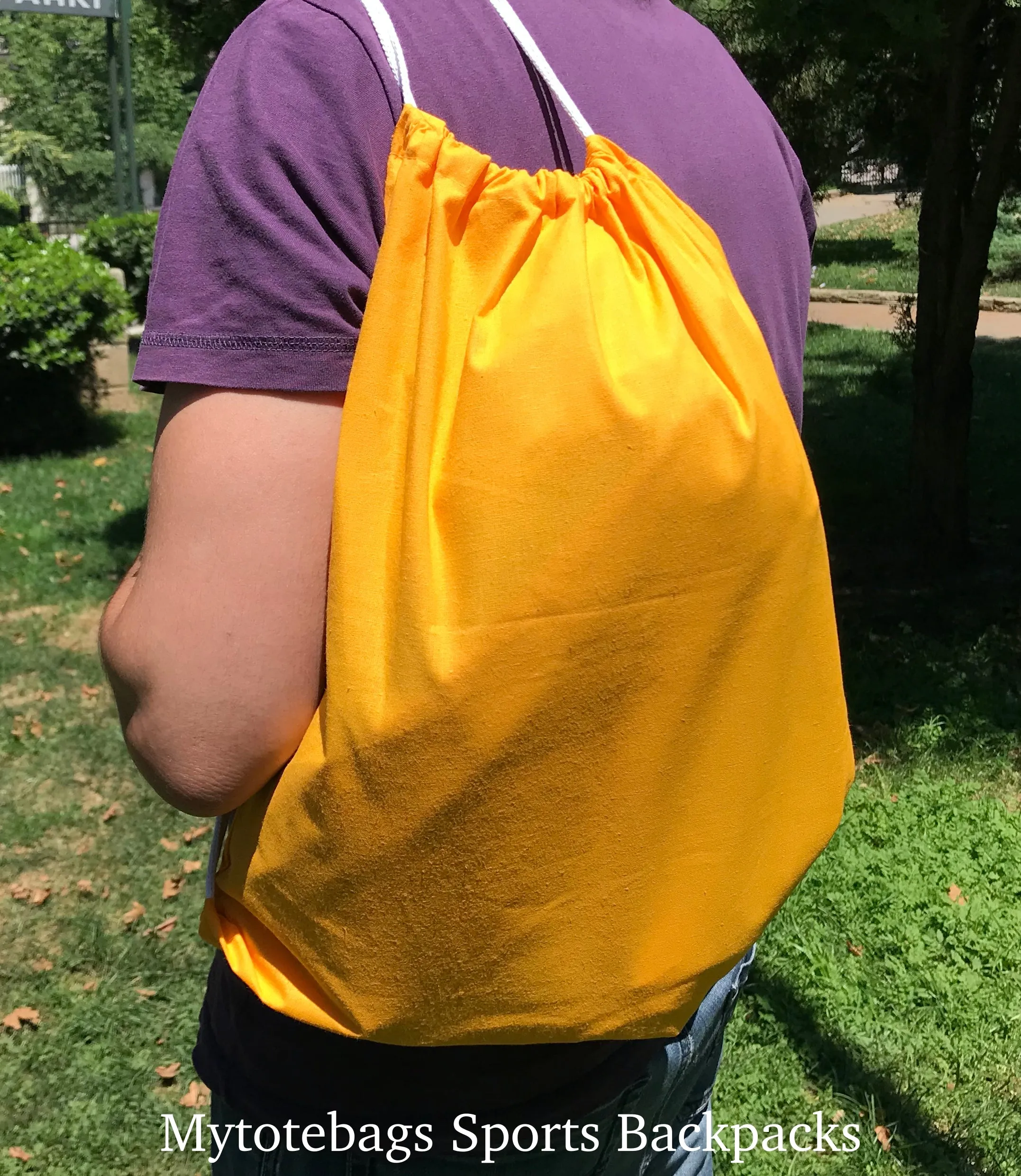 (12 Pack) Wholesale Economy Cotton Drawstring Backpacks, Reusable Sports Bags  DB12