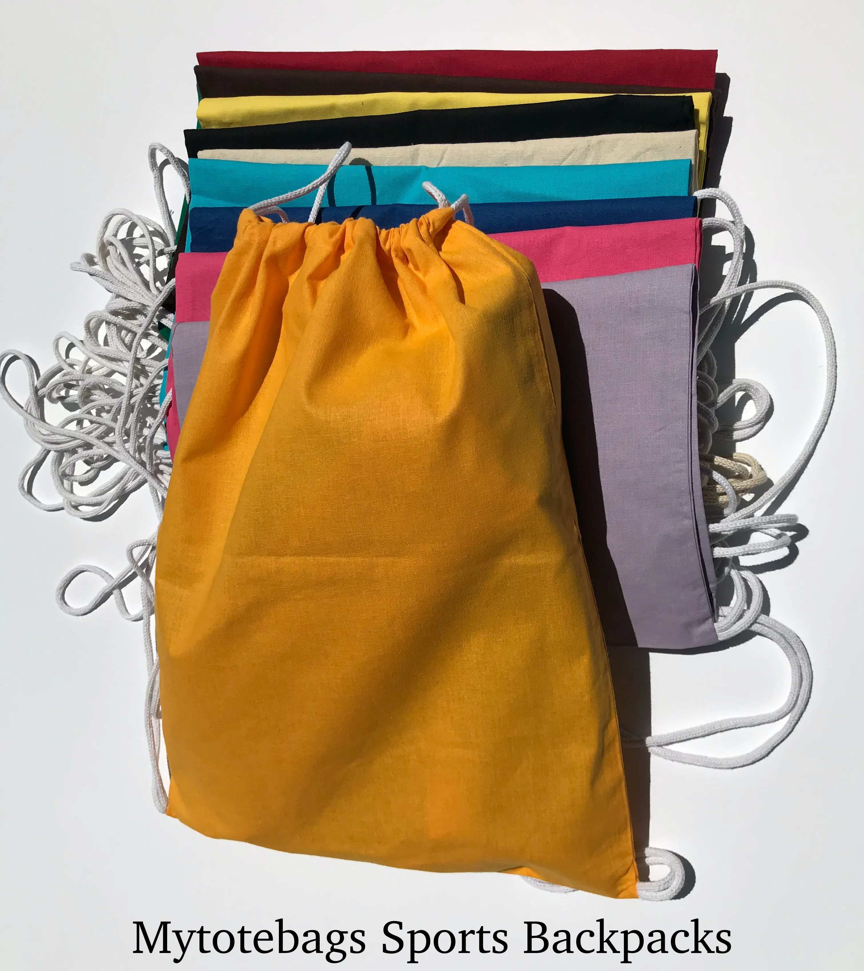 (12 Pack) Wholesale Economy Cotton Drawstring Backpacks, Reusable Sports Bags  DB12