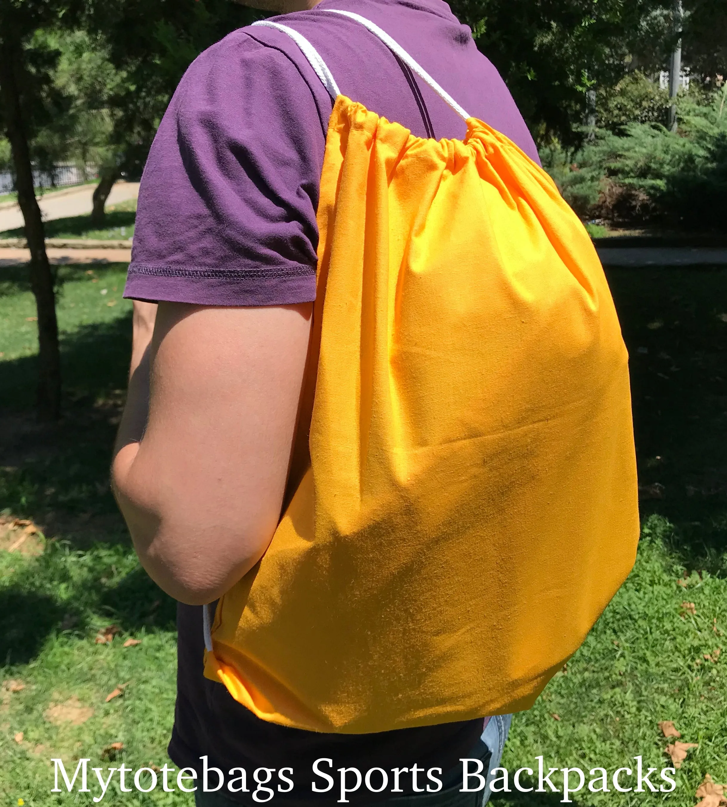 (12 Pack) Wholesale Economy Cotton Drawstring Backpacks, Reusable Sports Bags  DB12