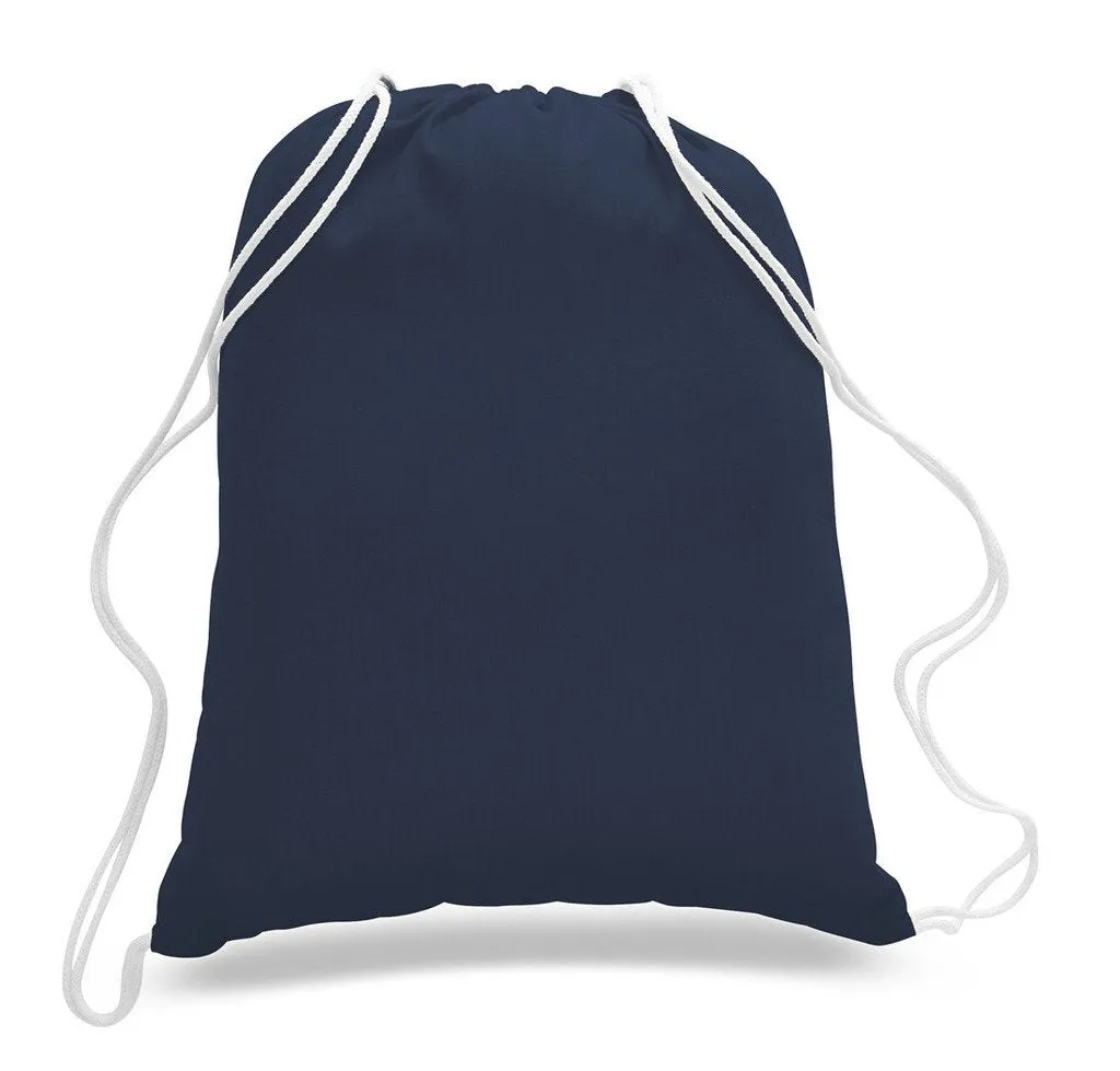 (12 Pack) Wholesale Economy Cotton Drawstring Backpacks, Reusable Sports Bags  DB12