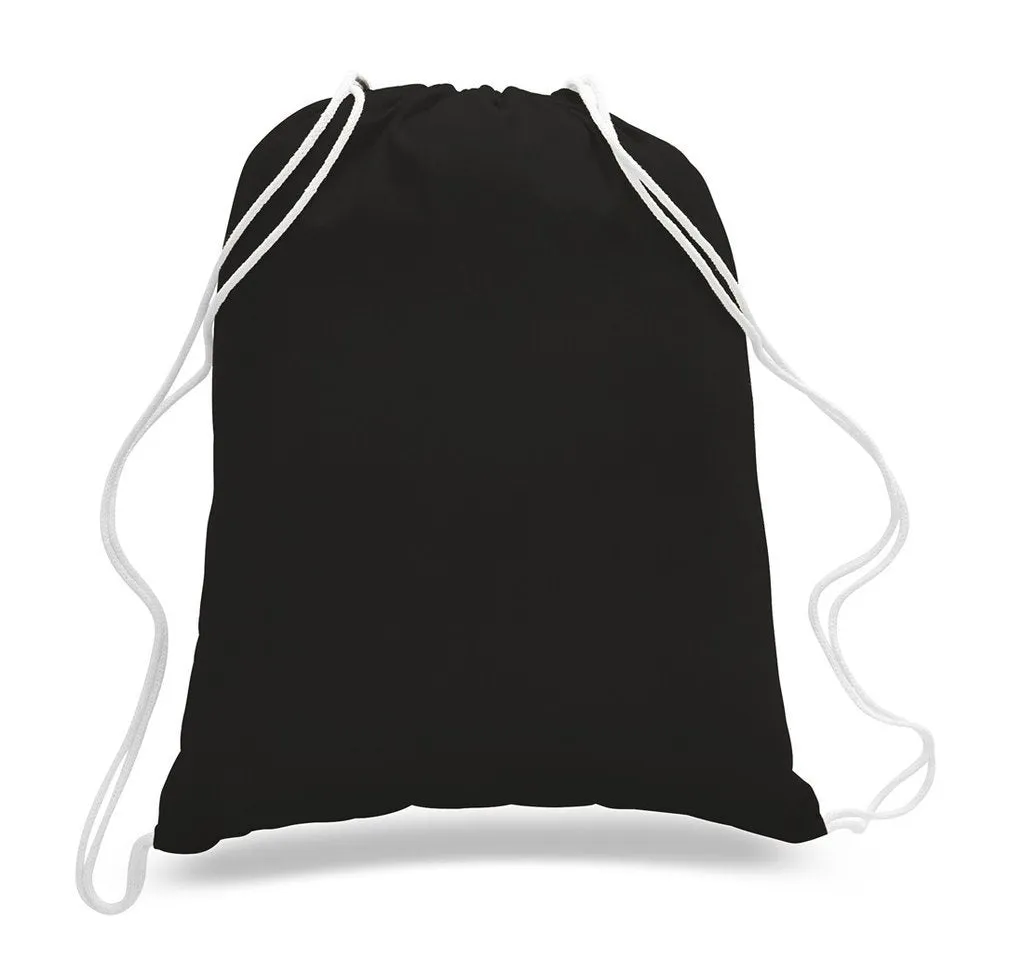 (12 Pack) Wholesale Economy Cotton Drawstring Backpacks, Reusable Sports Bags  DB12