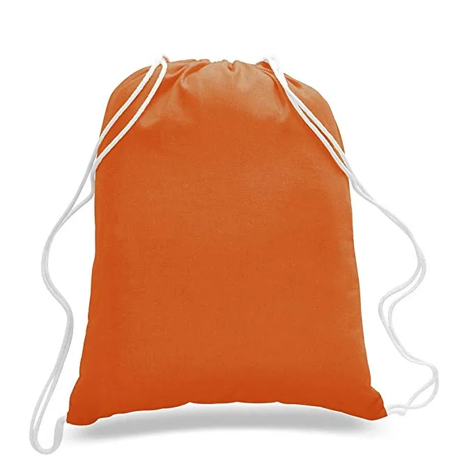 (12 Pack) Wholesale Economy Cotton Drawstring Backpacks, Reusable Sports Bags  DB12