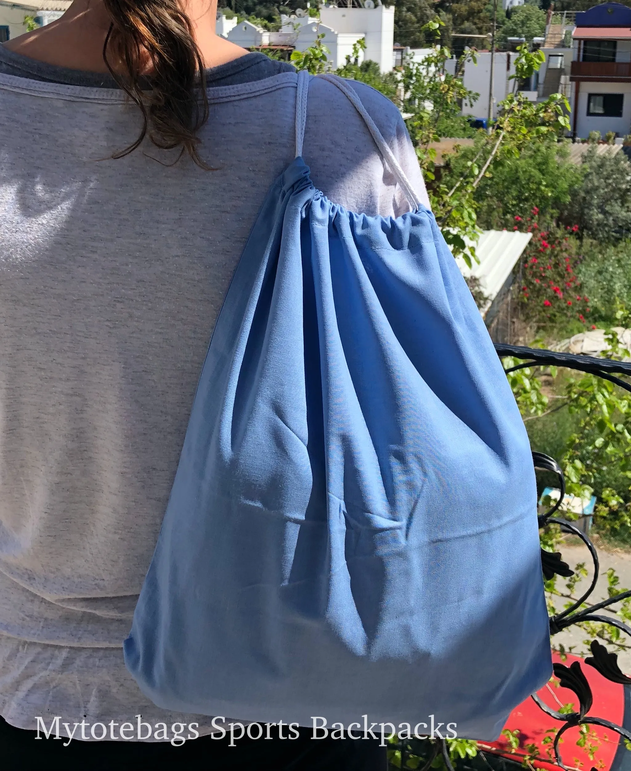 (12 Pack) Wholesale Economy Cotton Drawstring Backpacks, Reusable Sports Bags  DB12