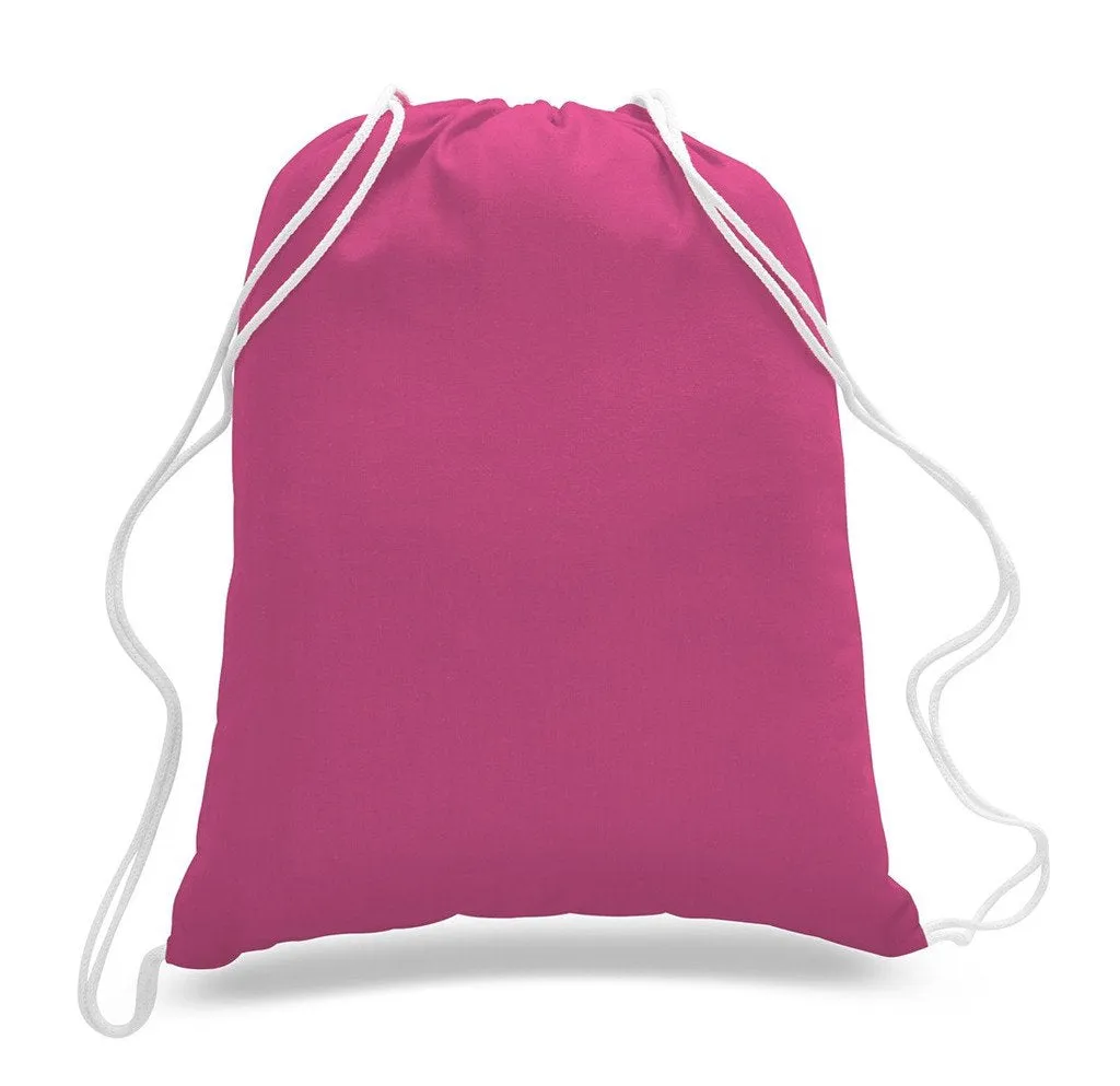 (12 Pack) Wholesale Economy Cotton Drawstring Backpacks, Reusable Sports Bags  DB12