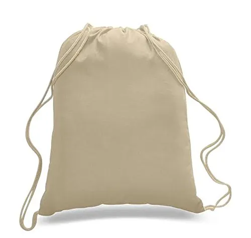 (12 Pack) Wholesale Economy Cotton Drawstring Backpacks, Reusable Sports Bags  DB12
