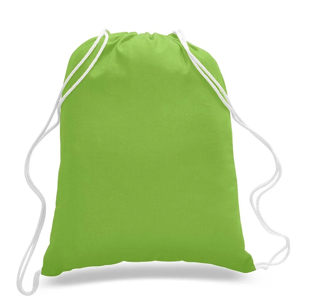 (12 Pack) Wholesale Economy Cotton Drawstring Backpacks, Reusable Sports Bags  DB12