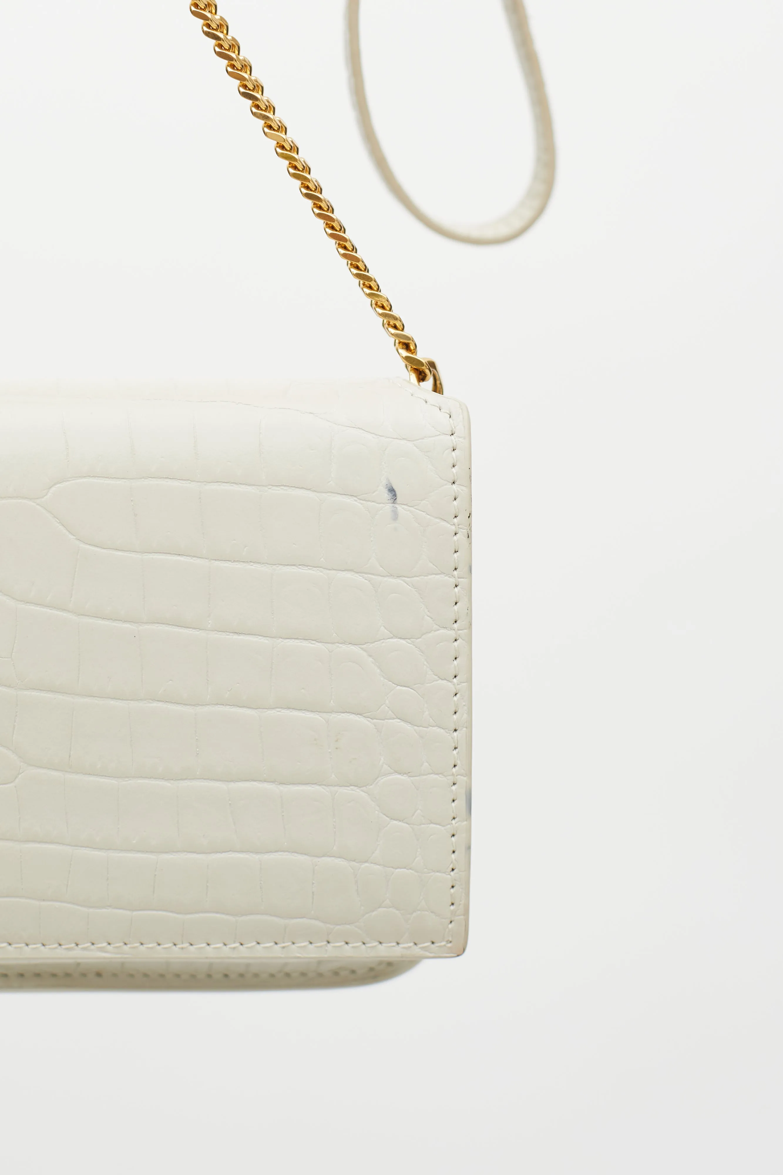 2021 Cream Embossed Leather Phone Crossbody Bag