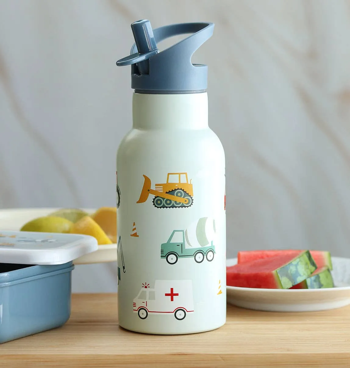 A Little Lovely Company - Kids Stainless Steel Drink / Water Bottle: Vehicles, Cars