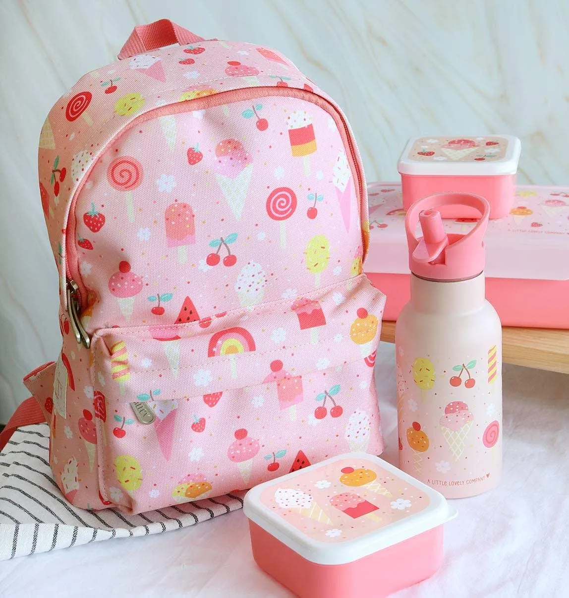 A Lovely Little Company - Kids Stainless Steel Drink / Water Bottle: Ice Cream