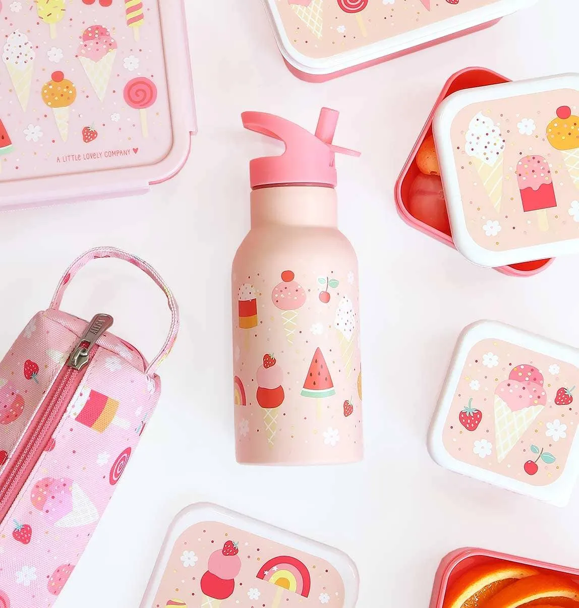 A Lovely Little Company - Kids Stainless Steel Drink / Water Bottle: Ice Cream