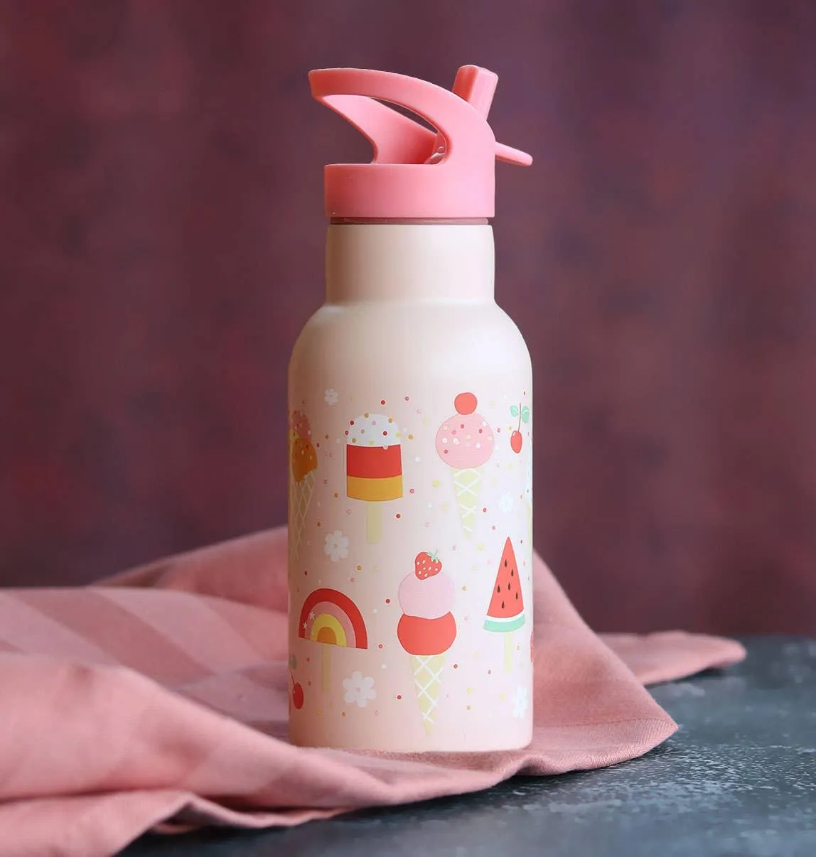 A Lovely Little Company - Kids Stainless Steel Drink / Water Bottle: Ice Cream