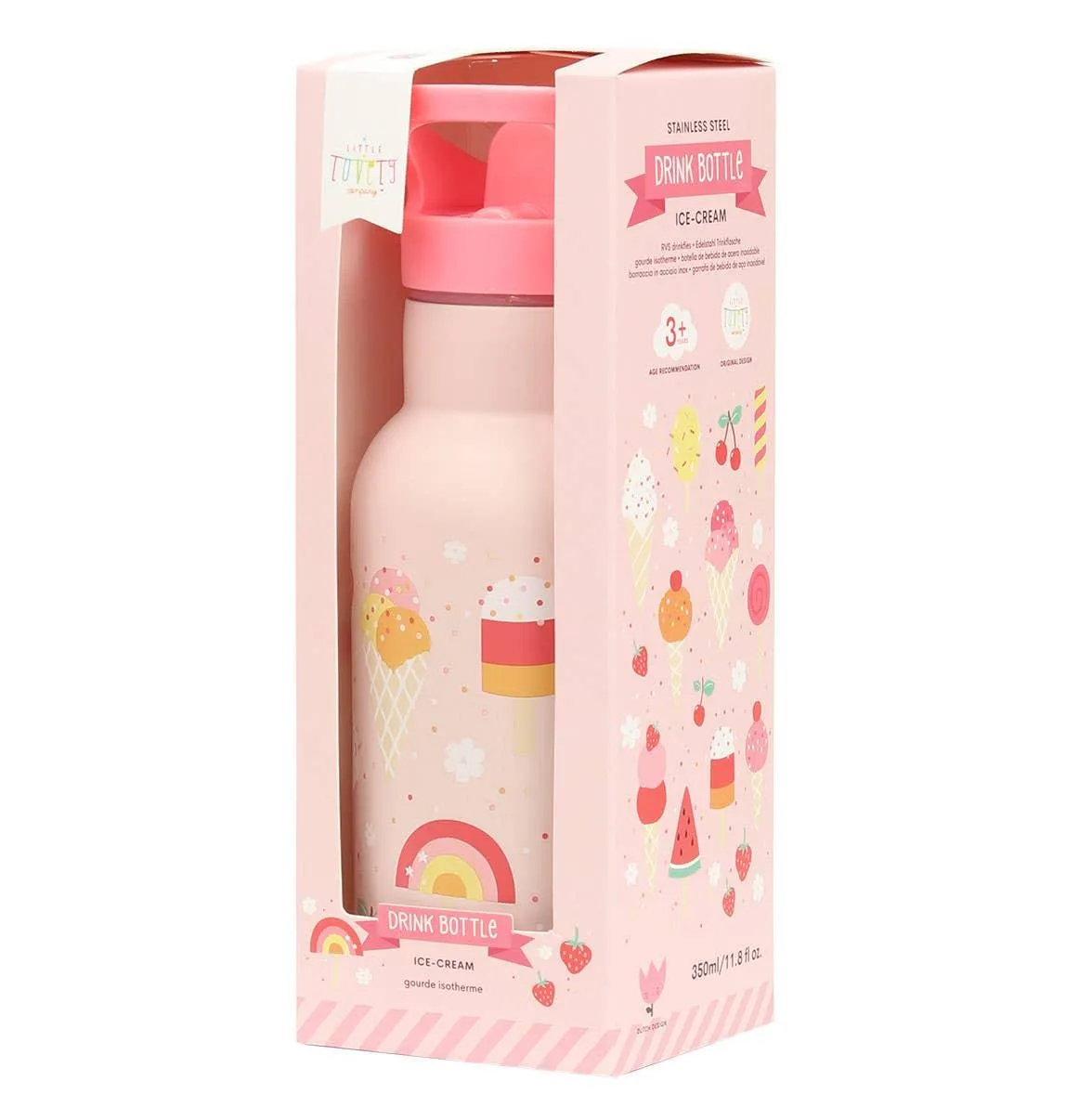 A Lovely Little Company - Kids Stainless Steel Drink / Water Bottle: Ice Cream