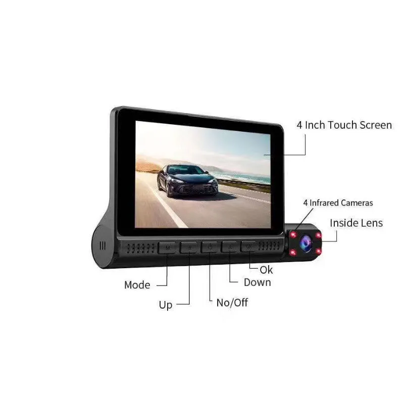 ABS Car 4 Inch Driving Recorder HD 1080P Three-Lens Touch
