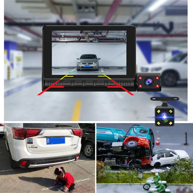 ABS Car 4 Inch Driving Recorder HD 1080P Three-Lens Touch