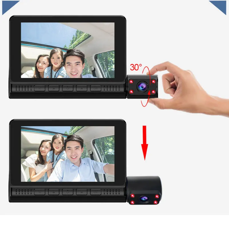 ABS Car 4 Inch Driving Recorder HD 1080P Three-Lens Touch