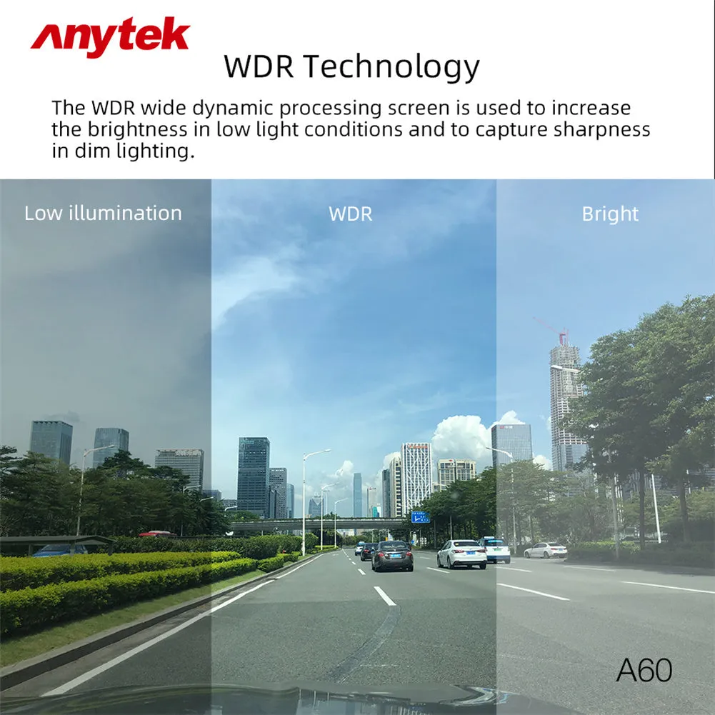 Anytek A60 Car 4 Inch Ips Screen 1080P HD 170 Degree Wide Angle