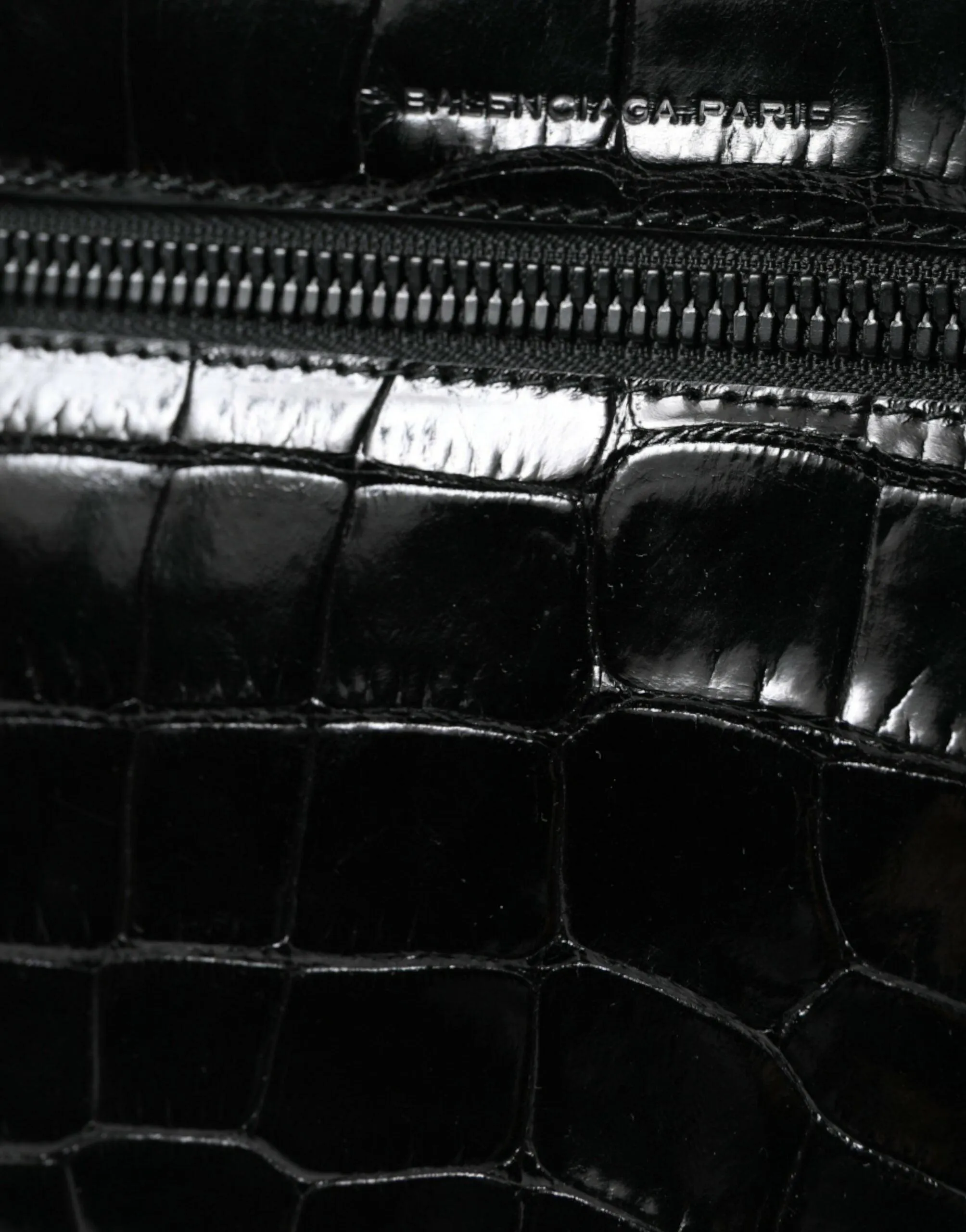 Balenciaga Leather Alligator Camera Bag In Noir