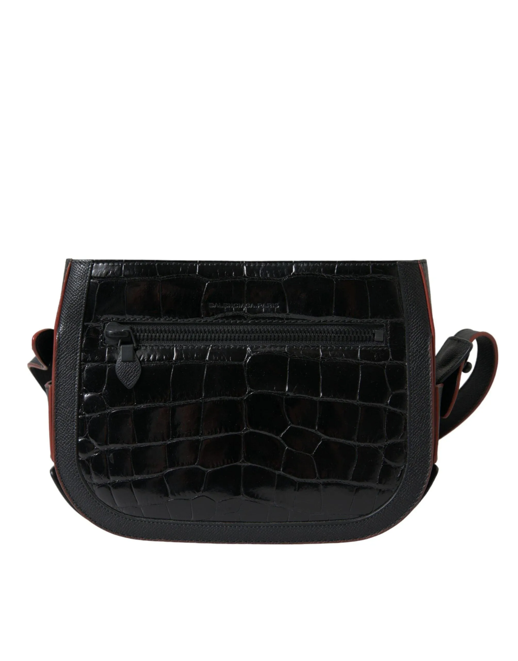 Balenciaga Leather Alligator Camera Bag In Noir
