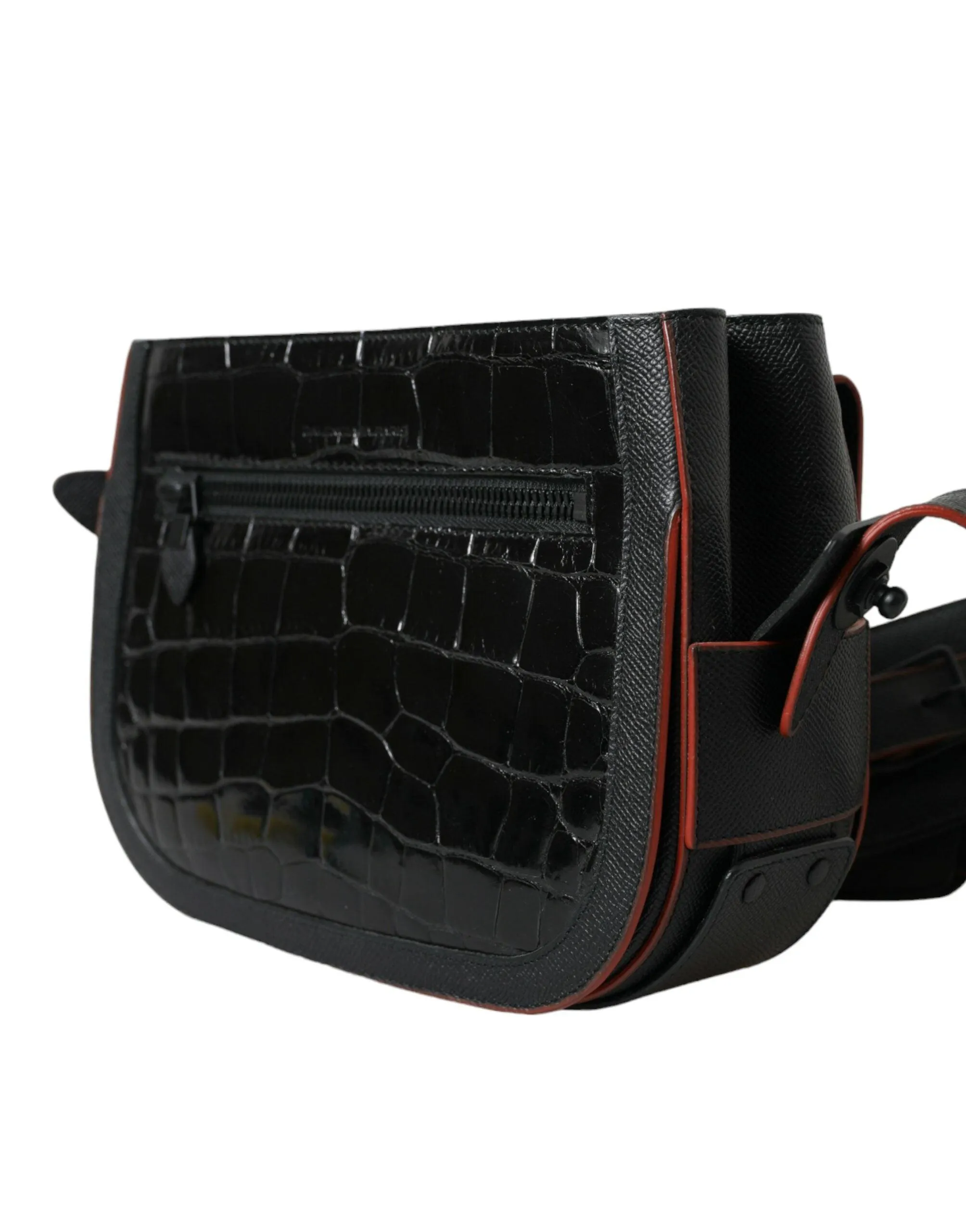 Balenciaga Leather Alligator Camera Bag In Noir