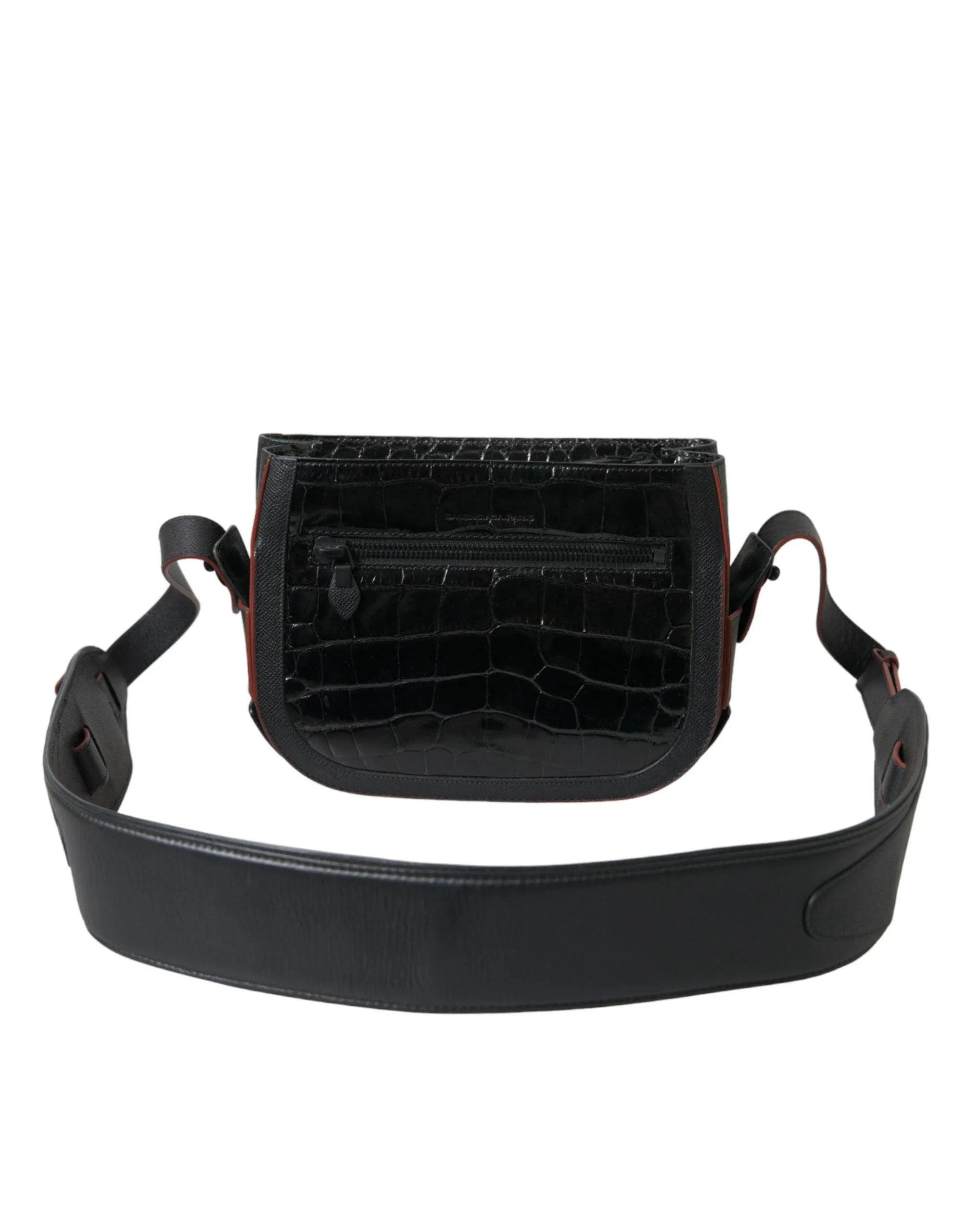 Balenciaga Leather Alligator Camera Bag In Noir