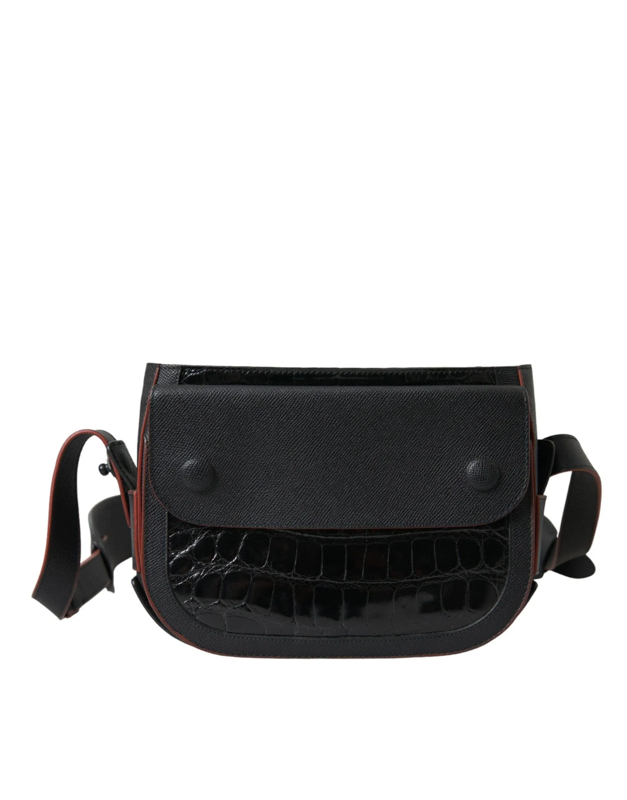 Balenciaga Leather Alligator Camera Bag In Noir