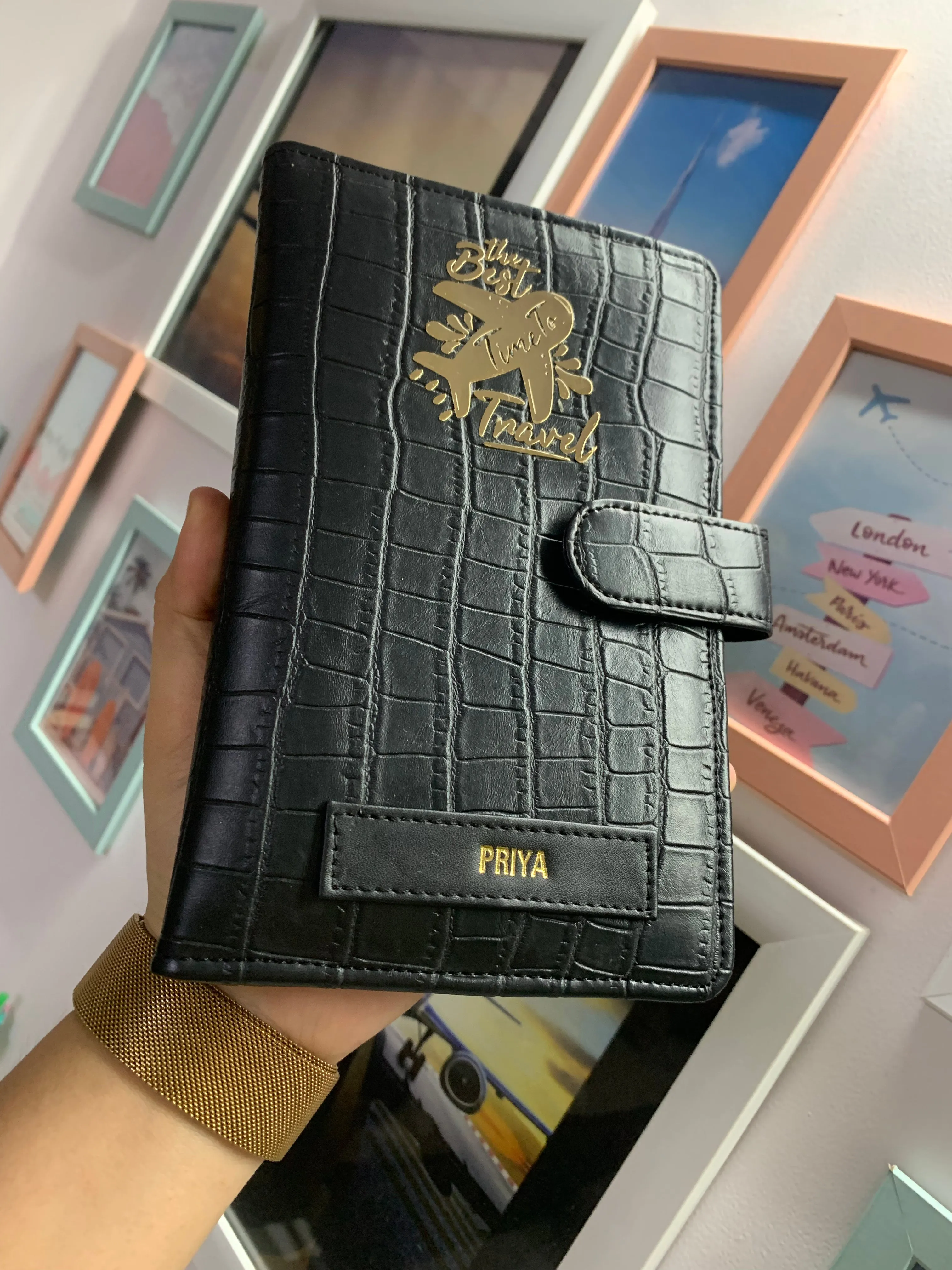 BLACK CROCO TRAVEL ORGANIZER