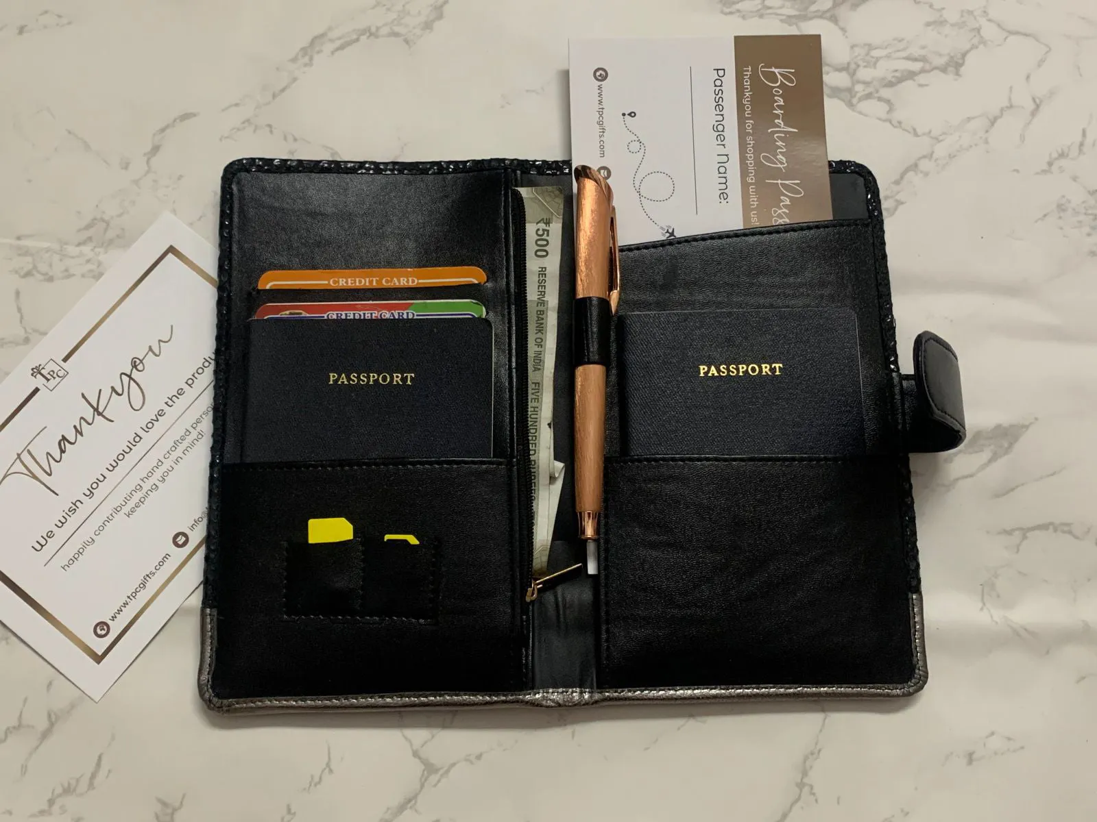 BLACK CROCO TRAVEL ORGANIZER