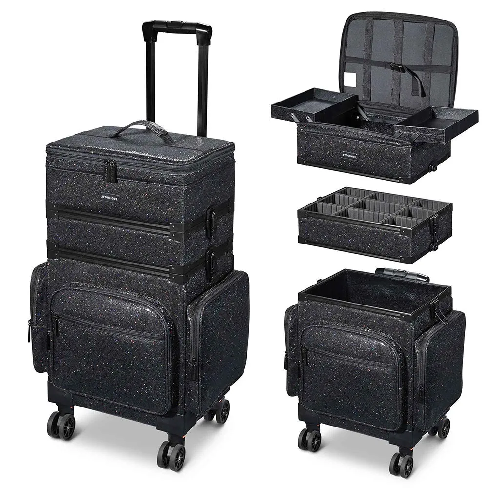 Byootique MassLux 3in1 Rolling Makeup Case Glittered Black