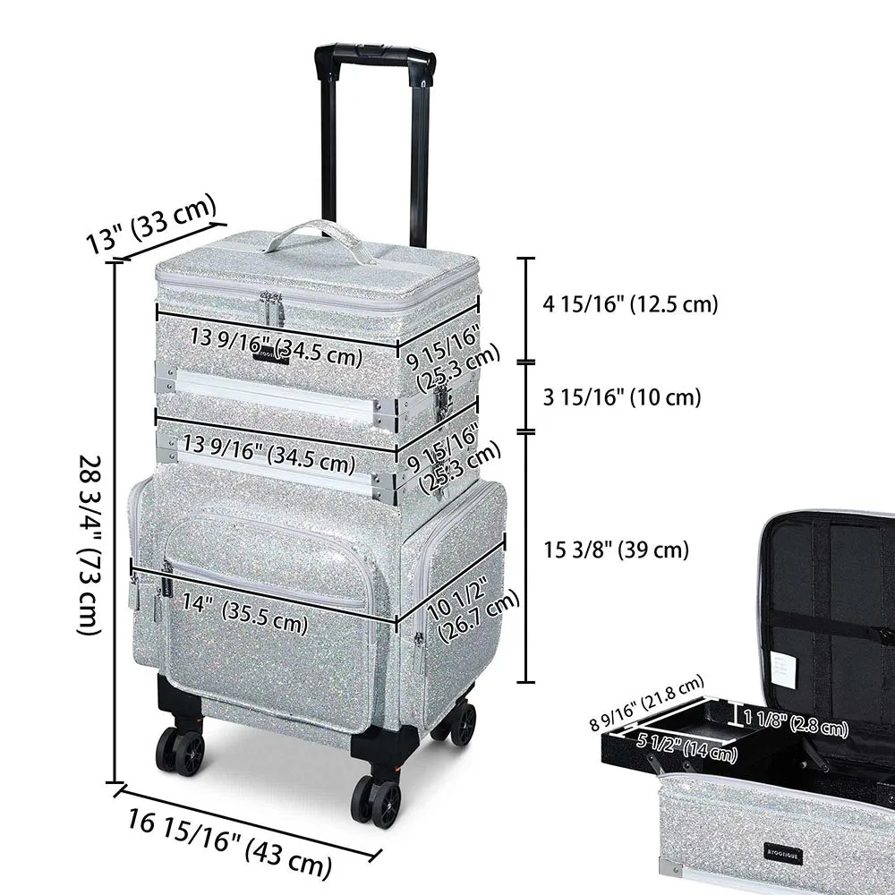 Byootique MassLux 3in1 Rolling Makeup Case Glittered Silver