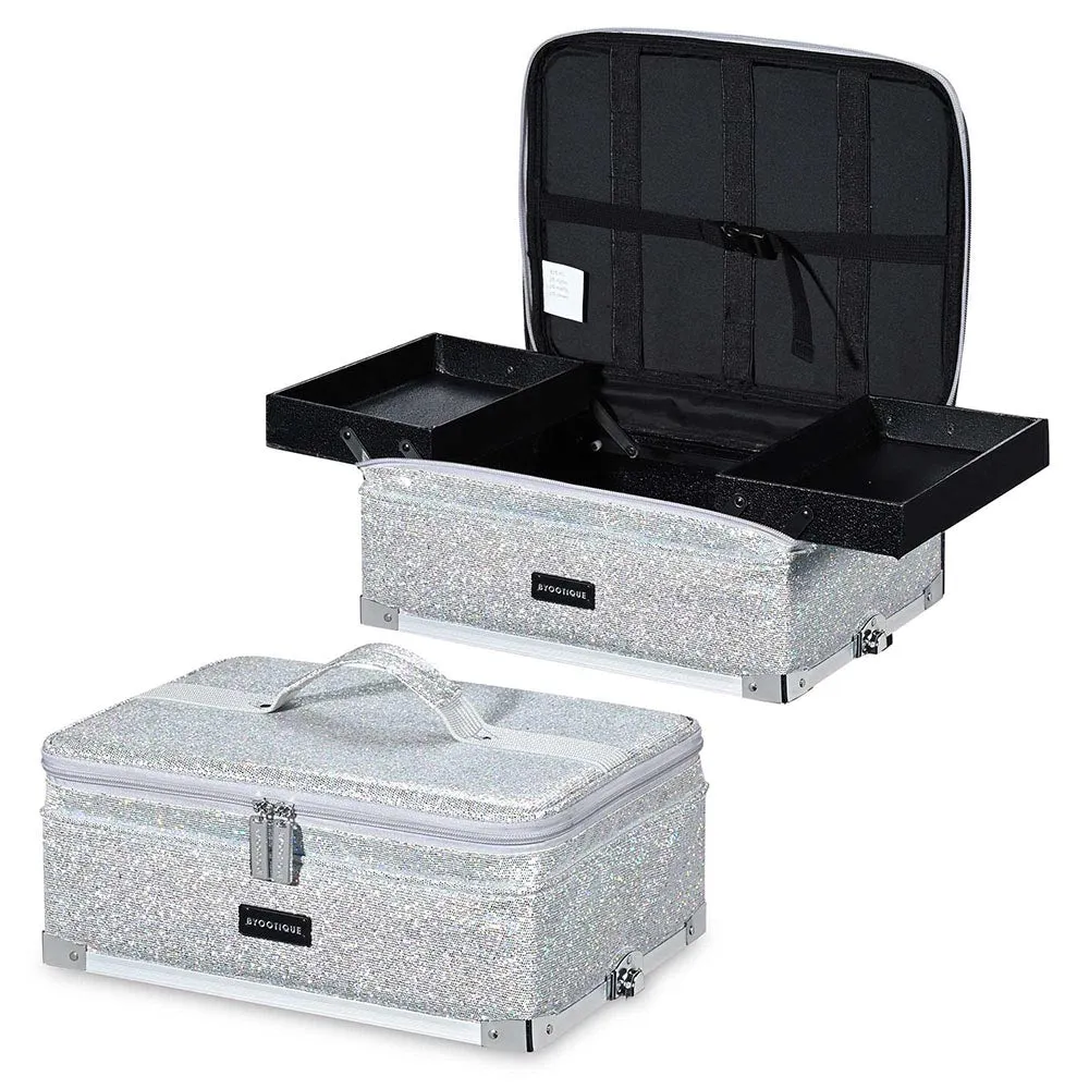 Byootique MassLux 3in1 Rolling Makeup Case Glittered Silver