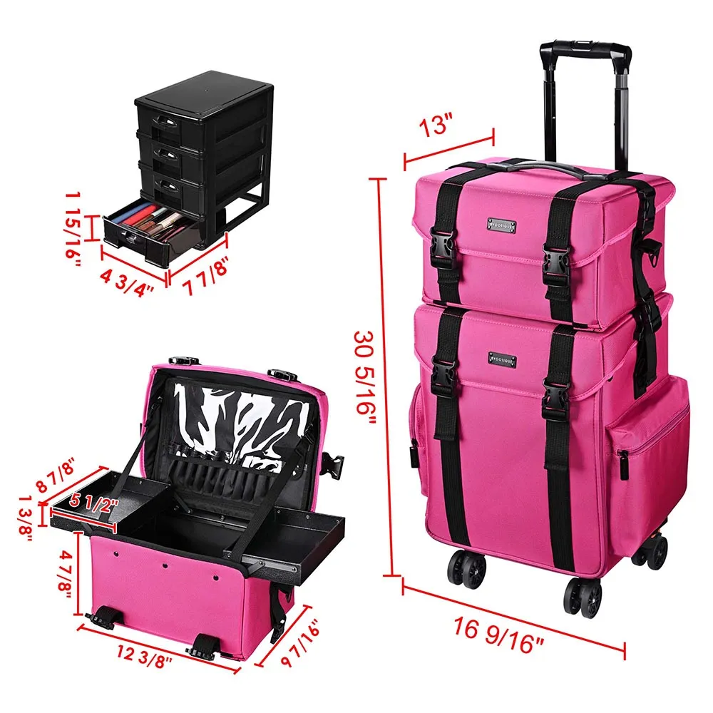 Byootique MassLux Deep Pink 2in1 Rolling Soft Makeup Case