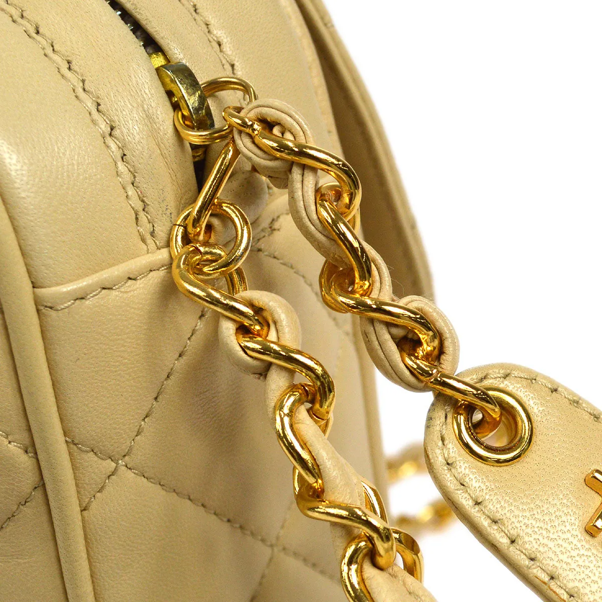 CHANEL 1994-1996 Pocket Camera Bag Mini Beige Lambskin 26315