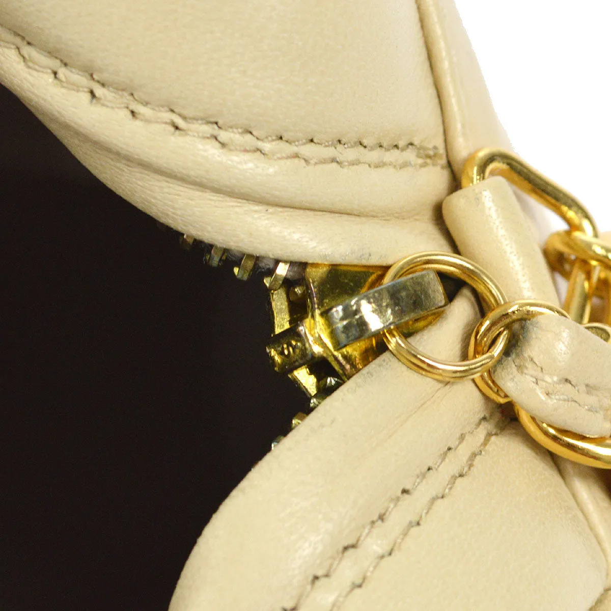 CHANEL 1994-1996 Pocket Camera Bag Mini Beige Lambskin 26315