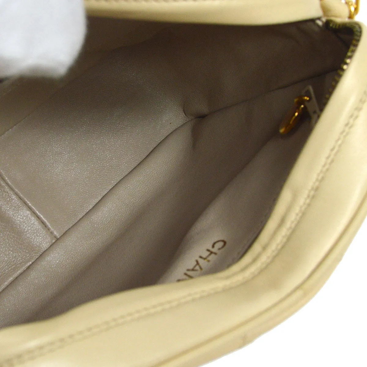 CHANEL 1994-1996 Pocket Camera Bag Mini Beige Lambskin 26315