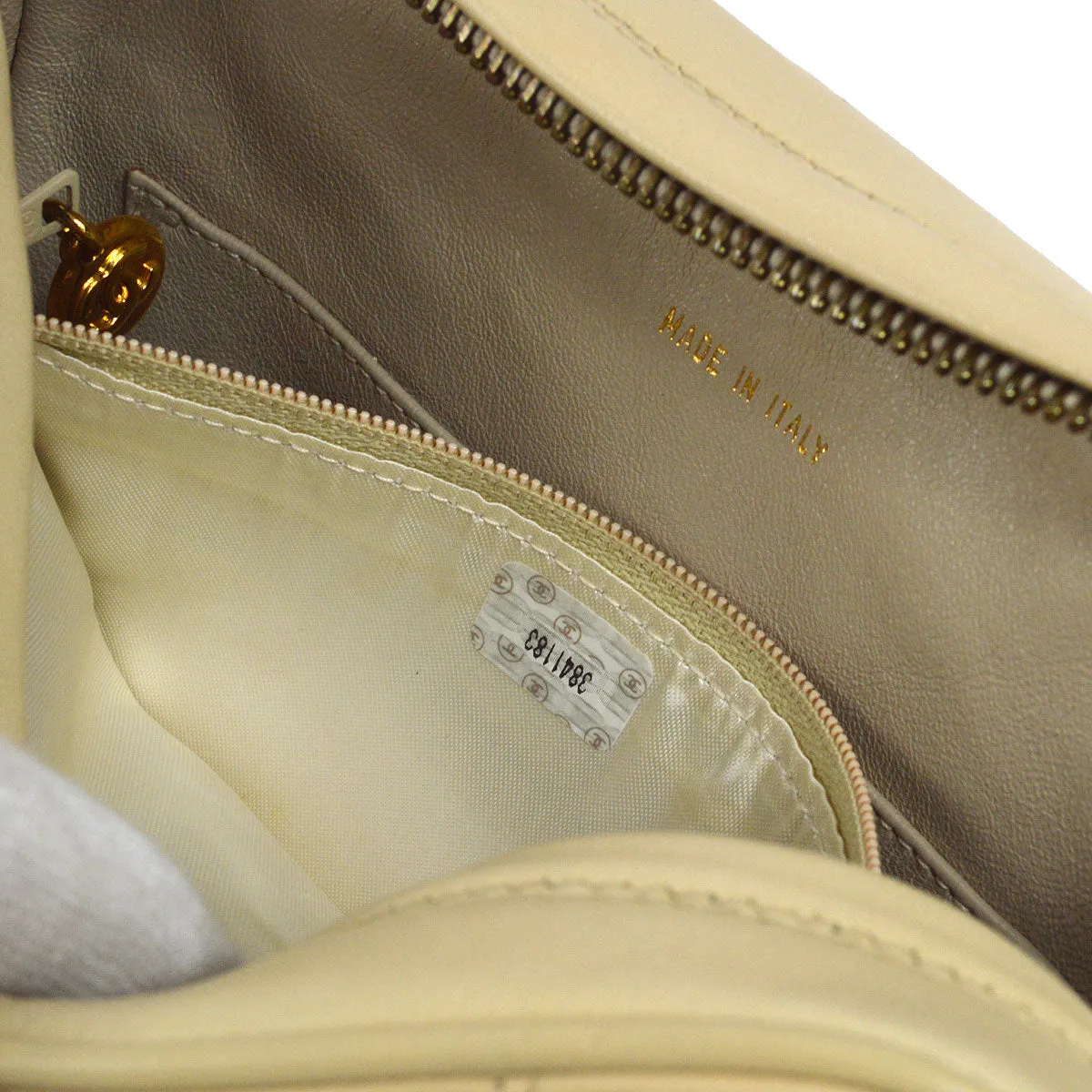 CHANEL 1994-1996 Pocket Camera Bag Mini Beige Lambskin 26315