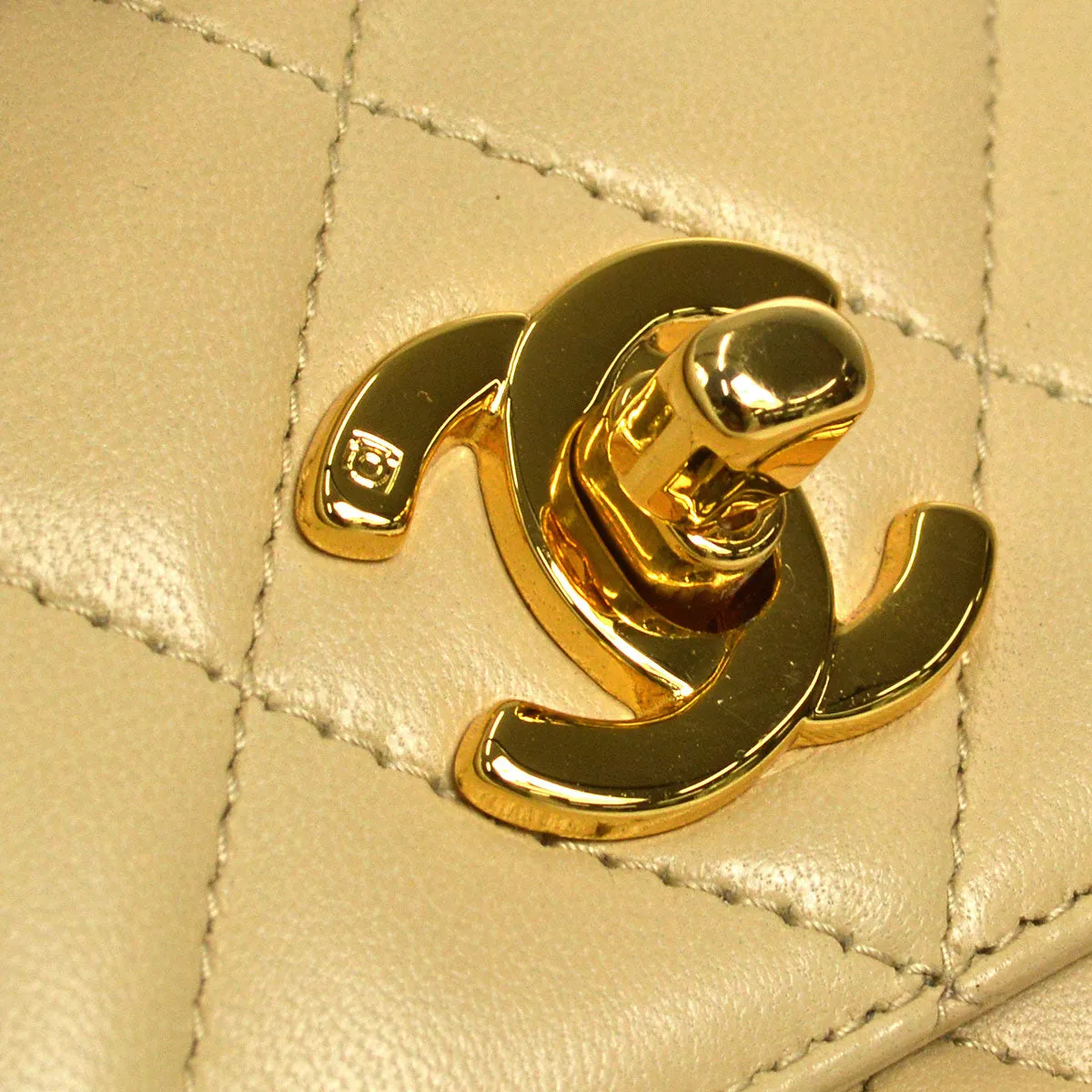 CHANEL 1994-1996 Pocket Camera Bag Mini Beige Lambskin 26315