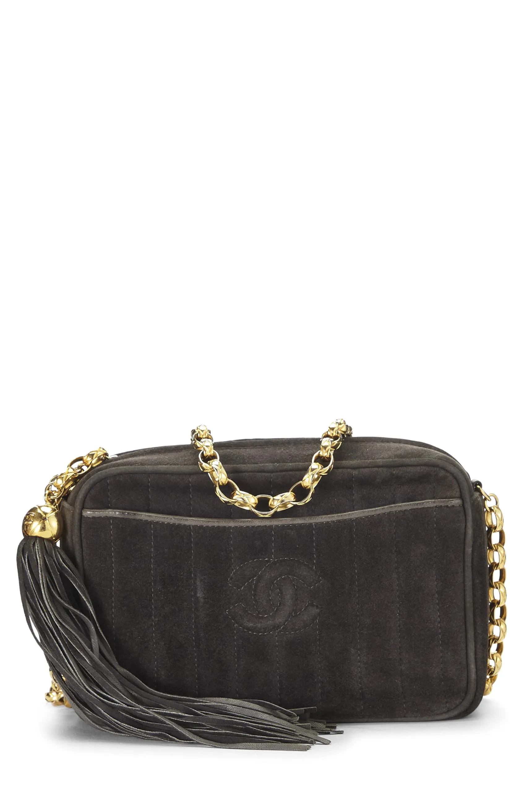 Chanel,  Grey Suede Pocket Camera Bag Mini, Grey