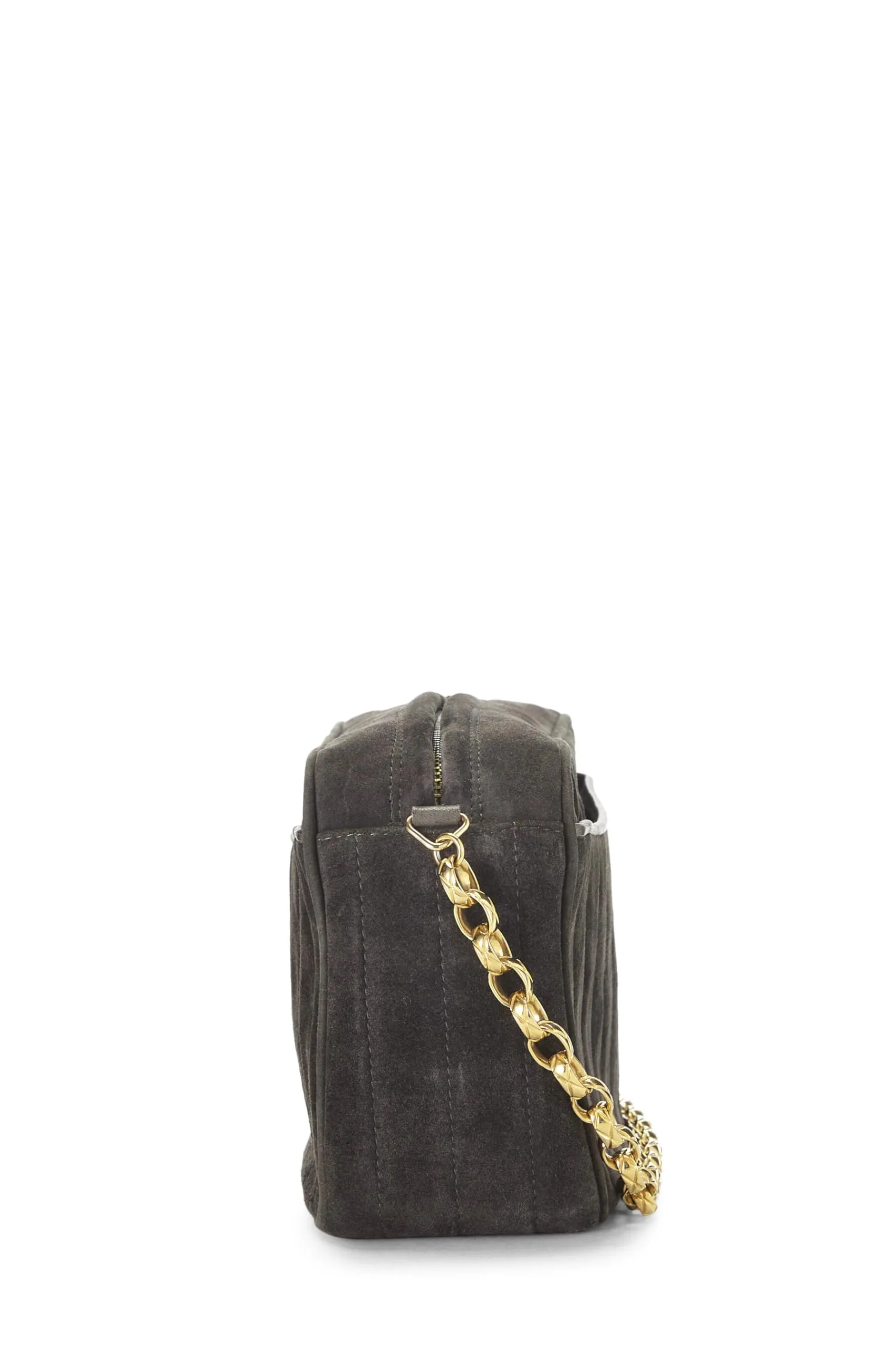 Chanel,  Grey Suede Pocket Camera Bag Mini, Grey