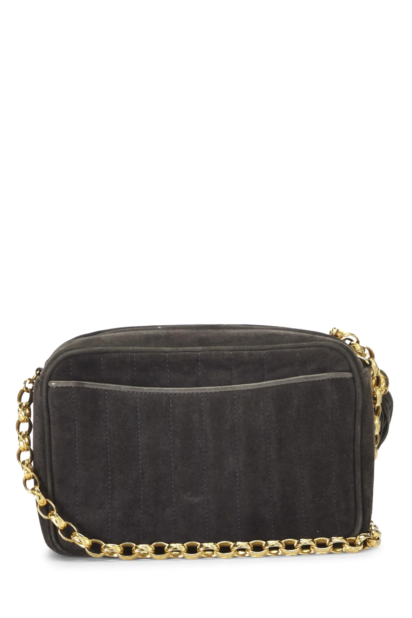 Chanel,  Grey Suede Pocket Camera Bag Mini, Grey