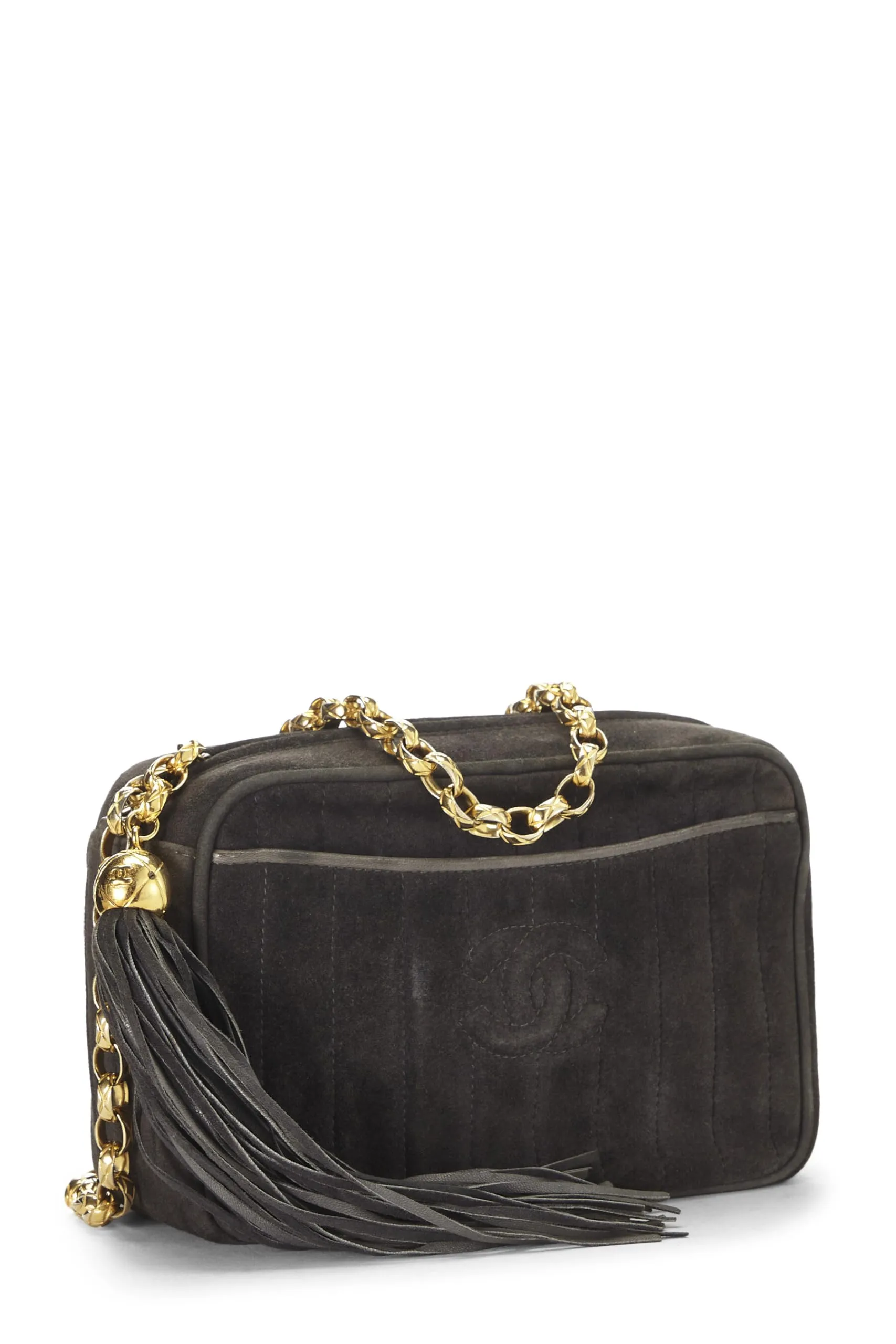 Chanel,  Grey Suede Pocket Camera Bag Mini, Grey