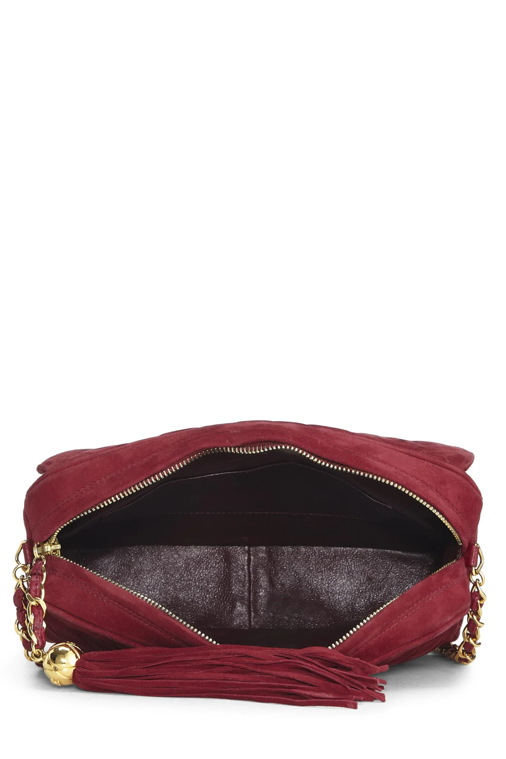 Chanel,  Red Quilted Suede Pocket Camera Bag Medium, Red