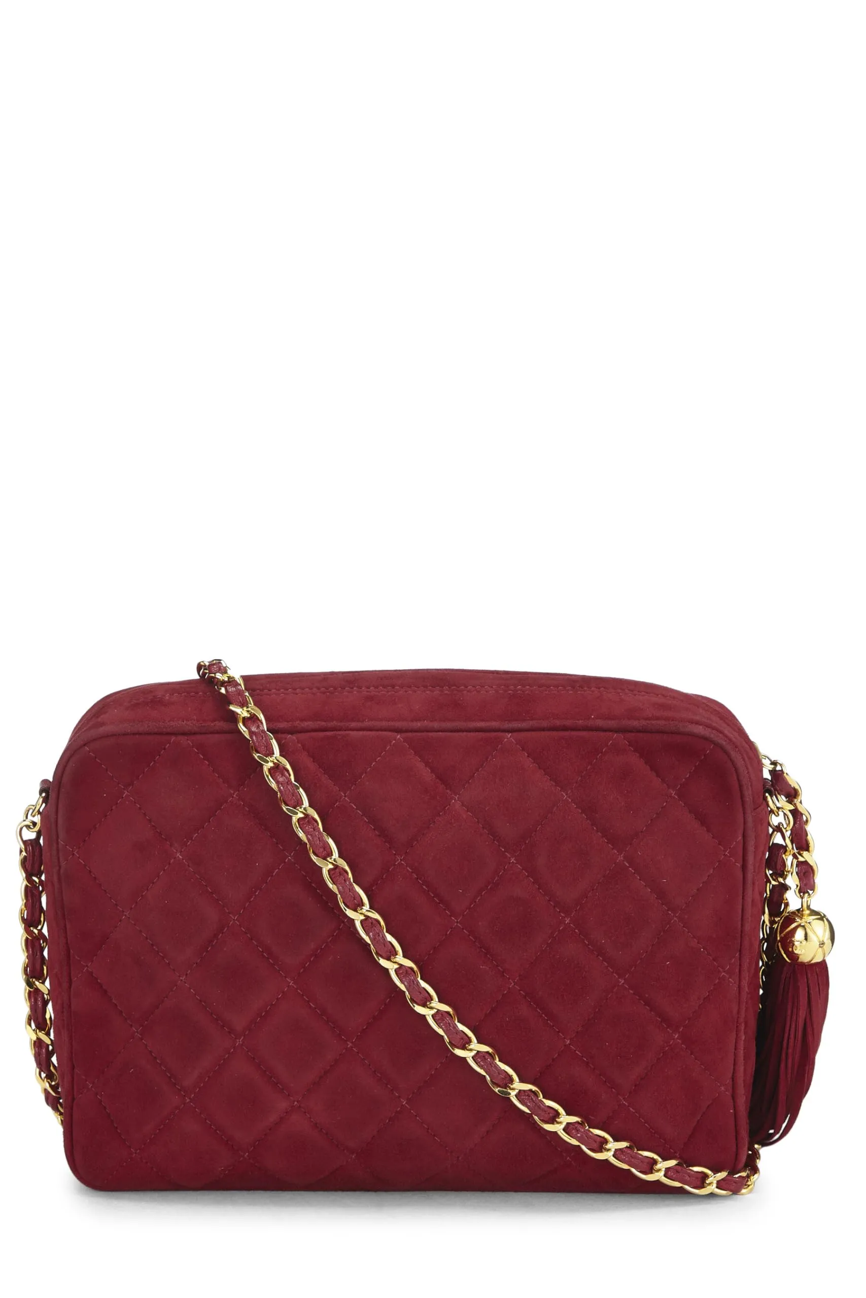 Chanel,  Red Quilted Suede Pocket Camera Bag Medium, Red