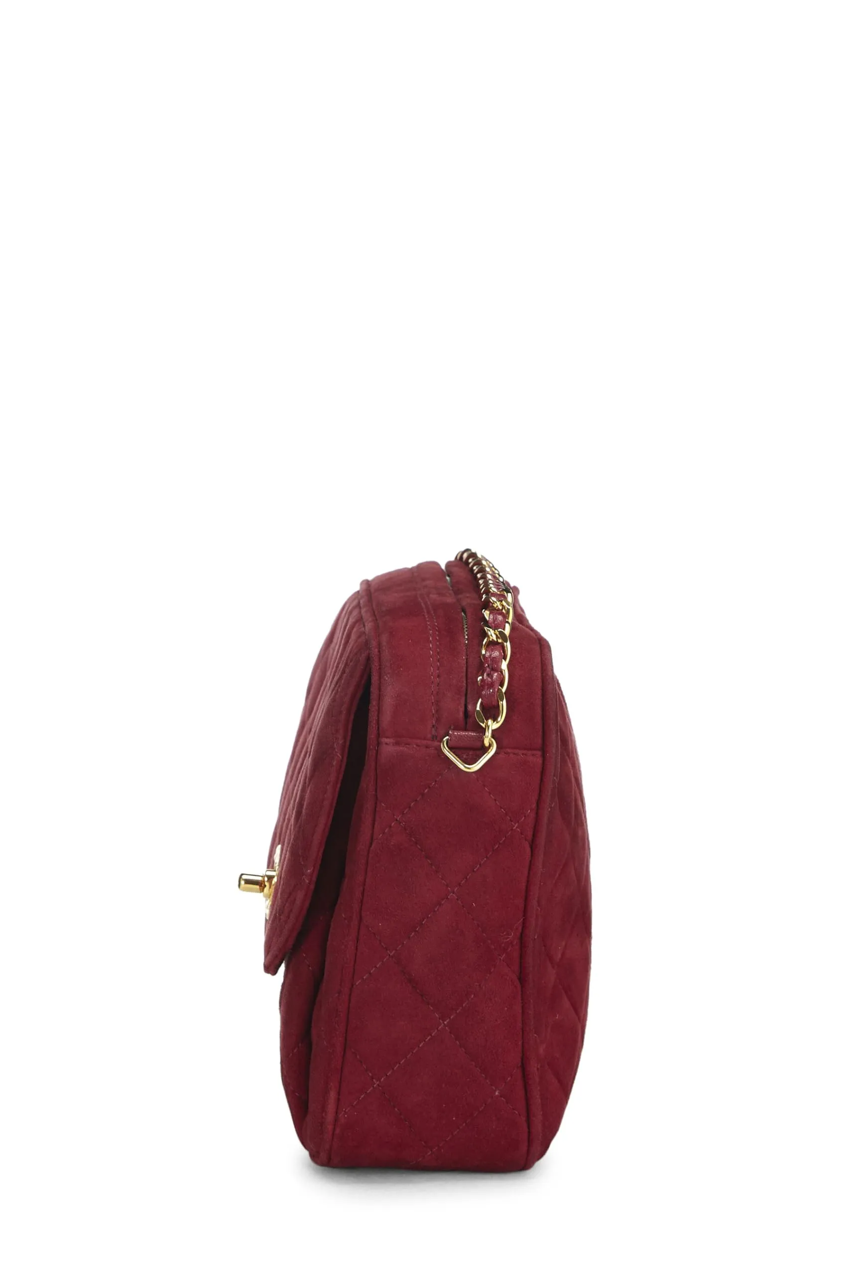 Chanel,  Red Quilted Suede Pocket Camera Bag Medium, Red