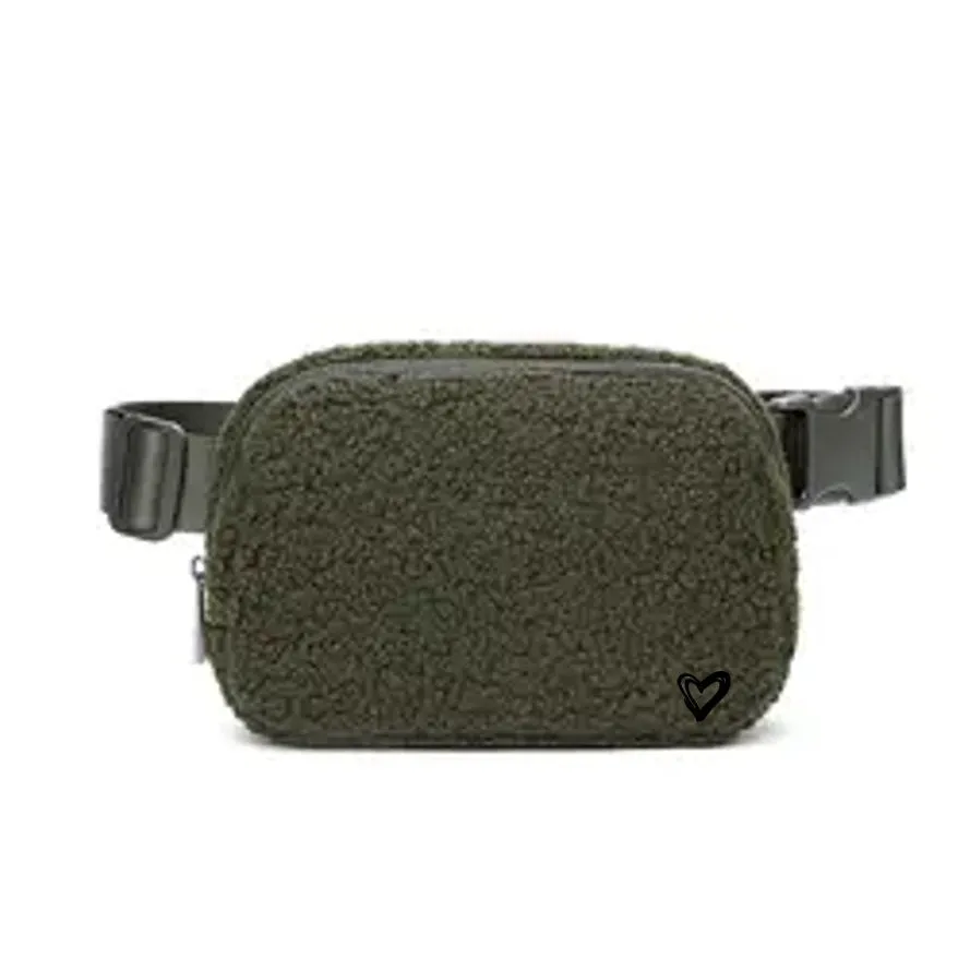 CLEARANCE: Dixie Sherpa Belt/Crossbody Bag - Olive