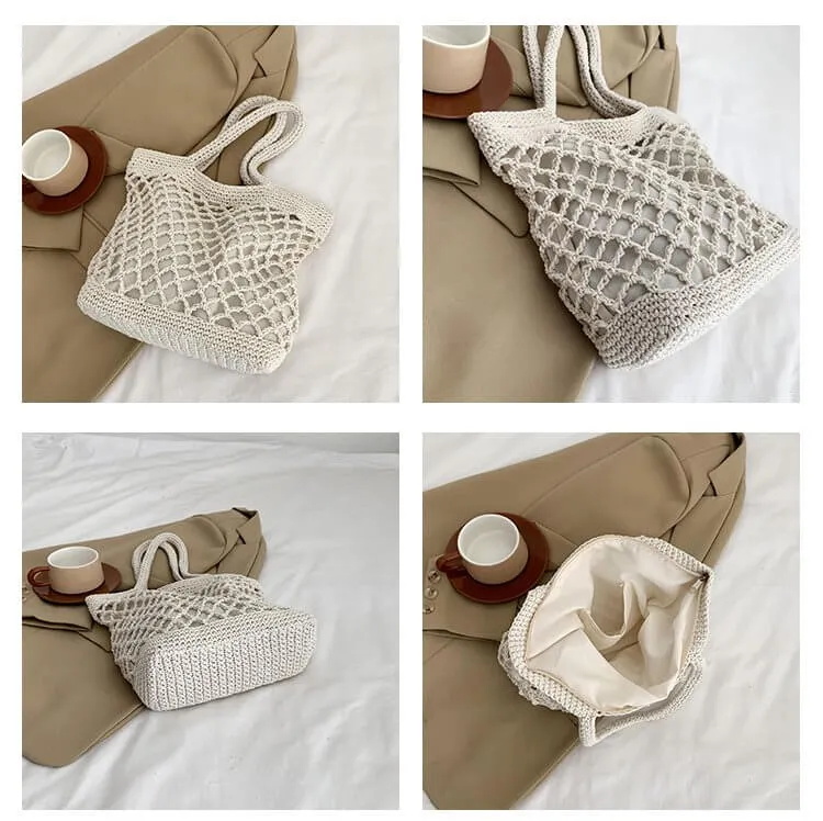 Designer Woven Straw Tote Beach Bag-Showtown